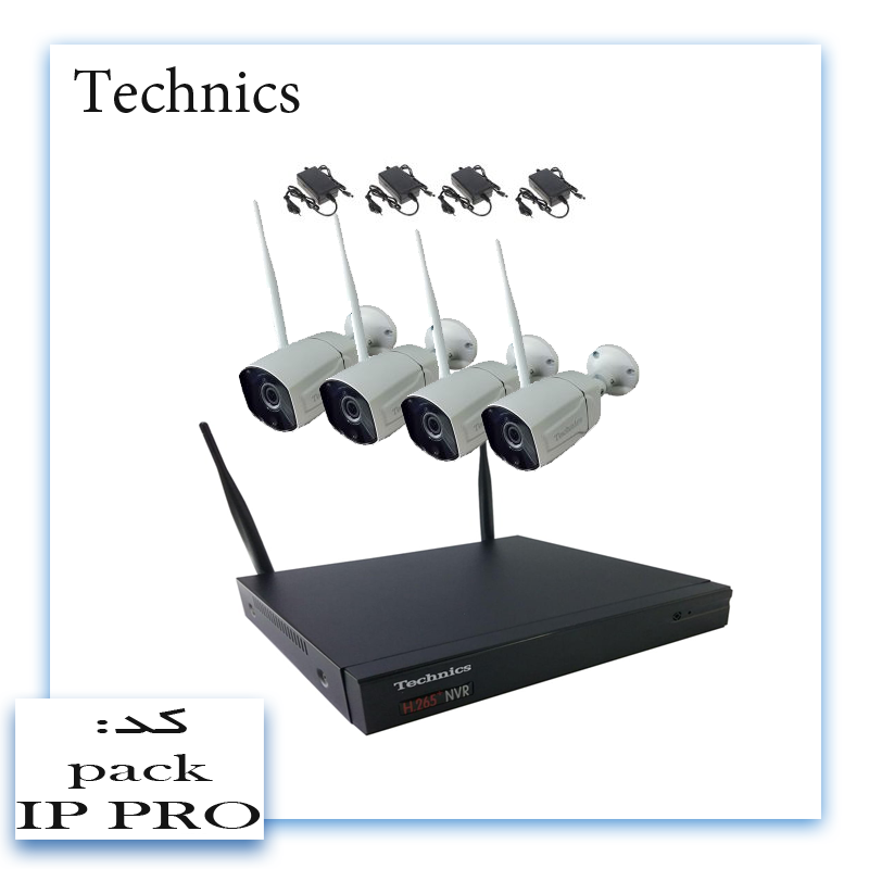 دوربین مدار بسته بی سیم 4 کانال با آداپتور PACK IP PRO